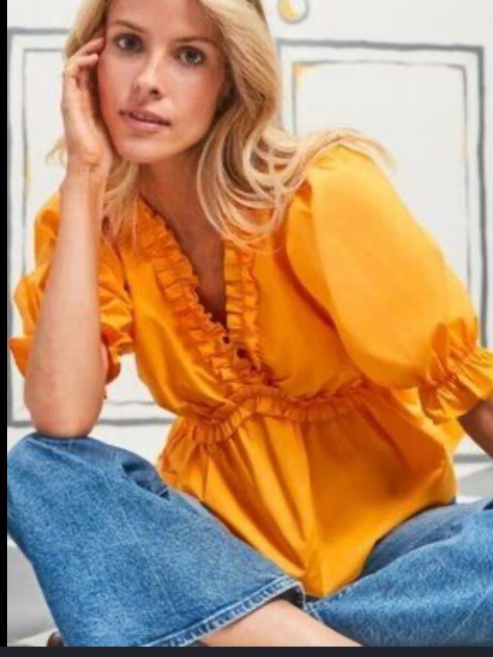 Hyacinth House Orange Ruffle Blouse top size XS